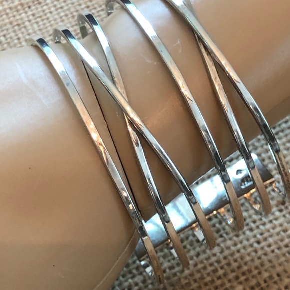 Silpada Sterling Wide Criss Cross Cuff Bracelet - Picture 3 of 7